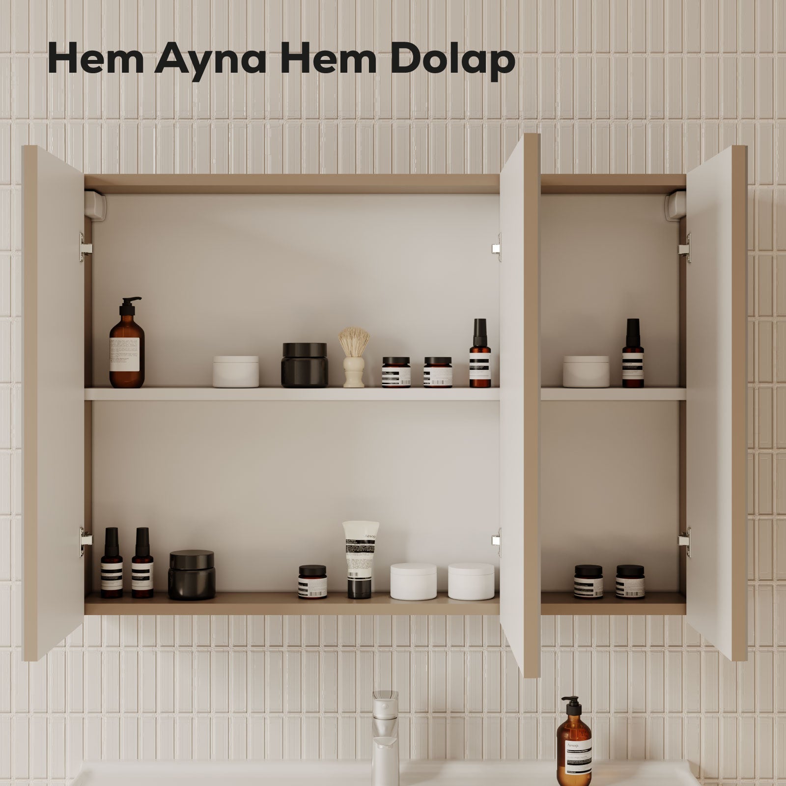 D20 100 Cm Melamin Aynalı Dolap Antrasit