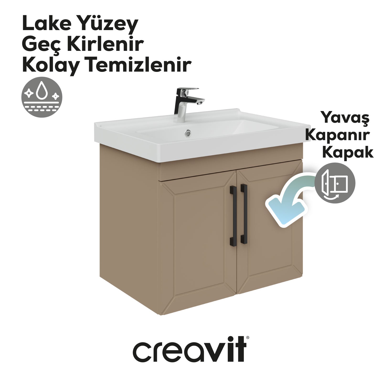 D20 65 Cm Kapaklı Lavabo Dolabı Dafne Lake Kapak