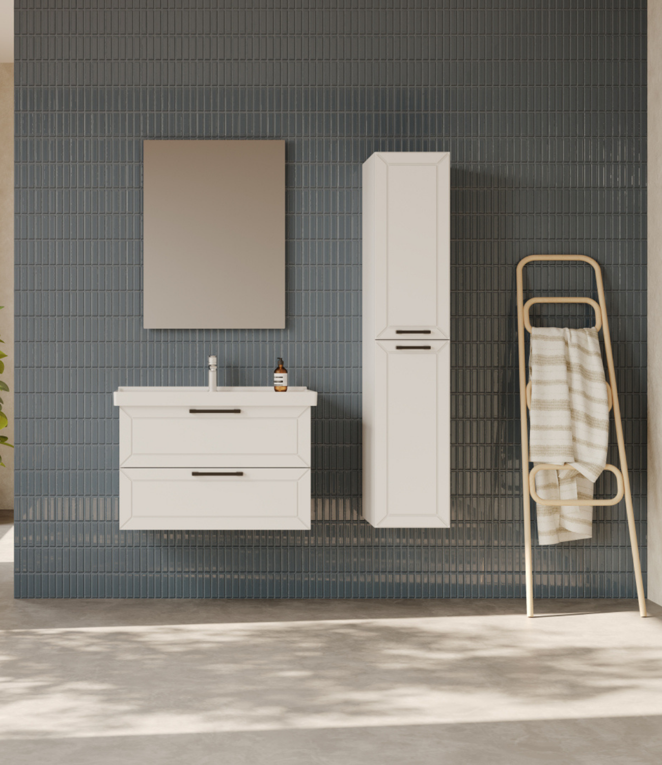 D20 80 Cm İki Çekmeceli Lavabo Dolabı Beyaz Lake Kapak
