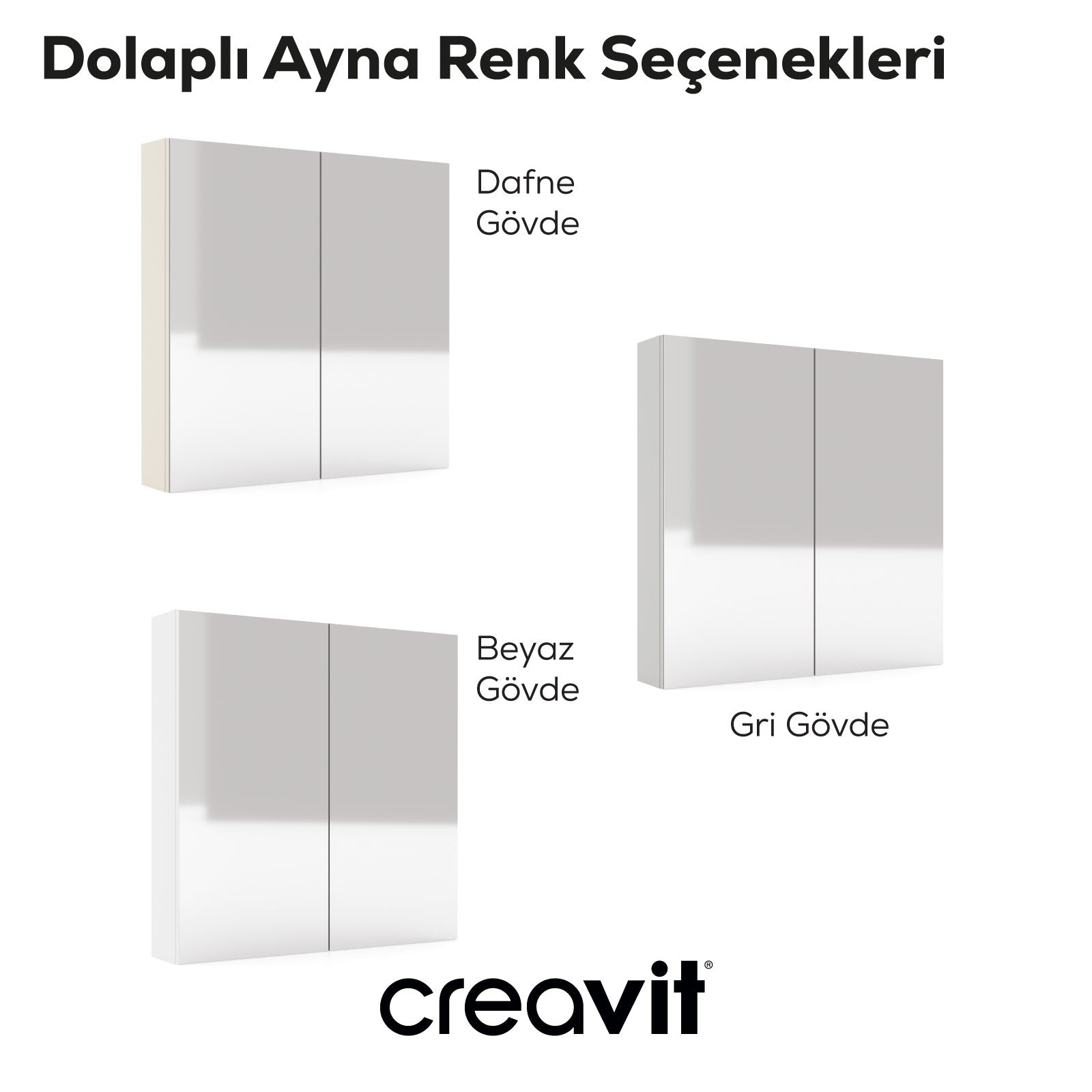 D20 80cm Melamin Aynalı Dolap Gri
