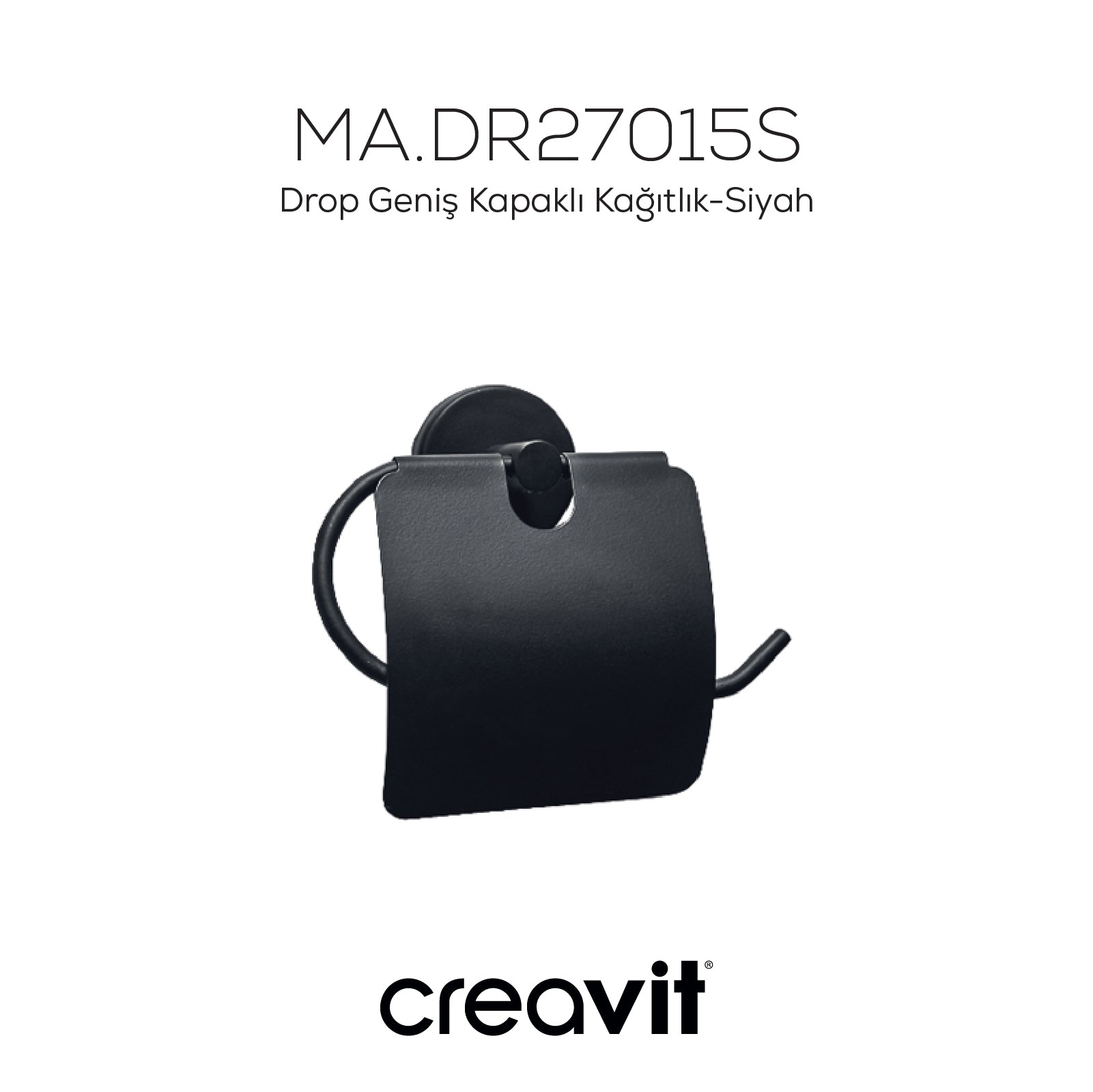 Drop Geniş Kapaklı Kağıtlık-Siyah