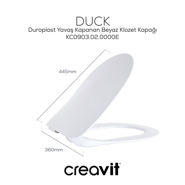 Creavit, Terra Wall Hung WC, Wall Mounted, Duroplast Toilet Seat White Set