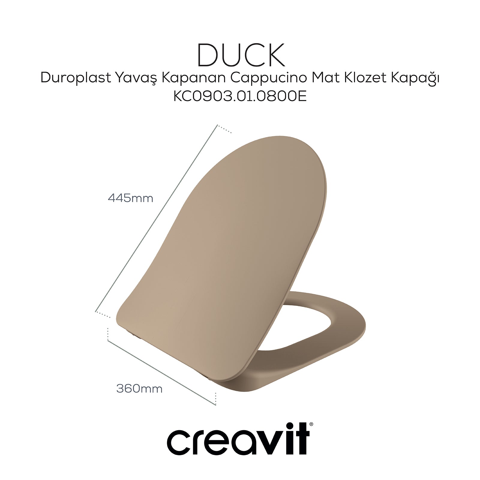 Duck Duroplast Yavaş Kapanan Klozet Kapağı Mat Cappuccino - Creavit | Banyo Bu Tarafta