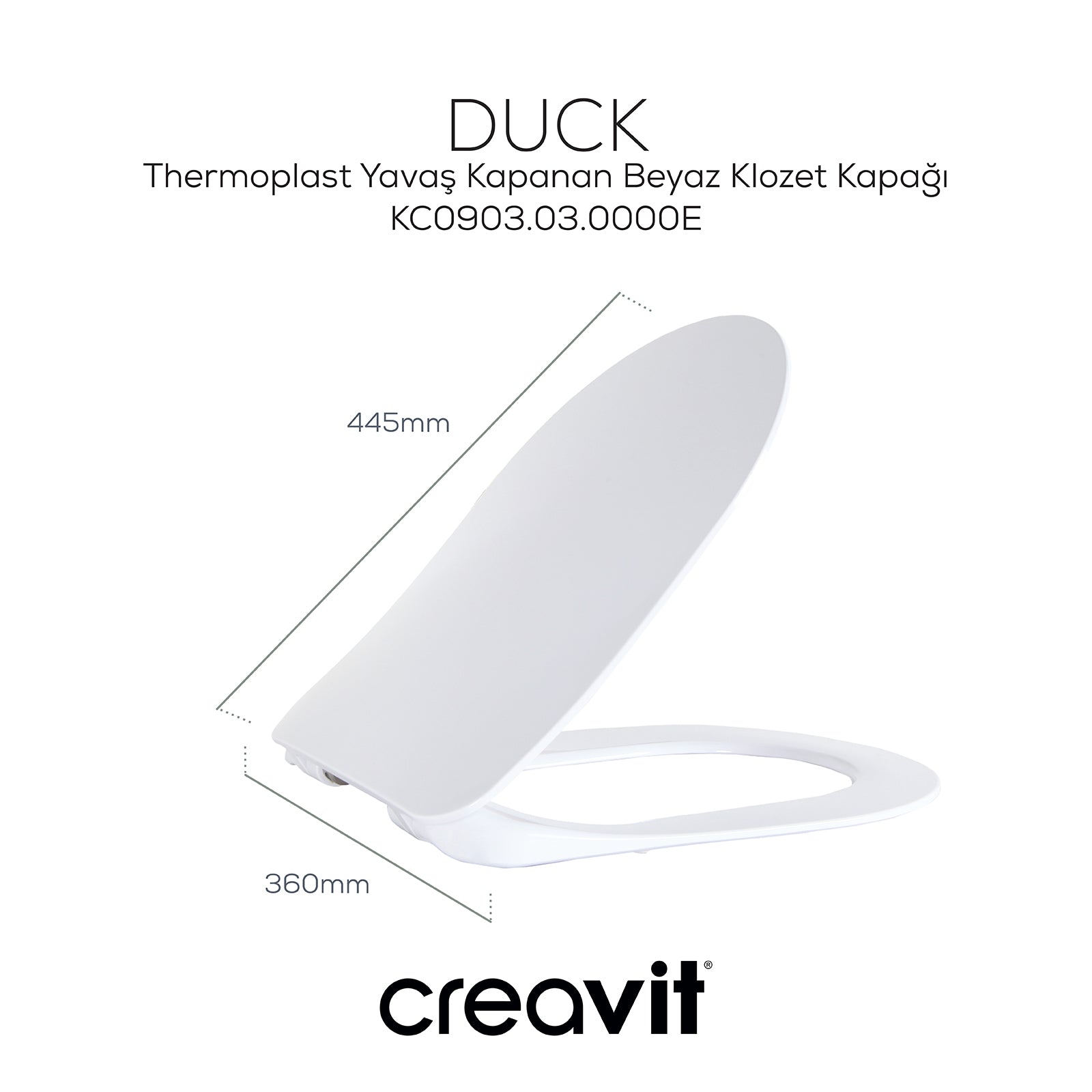 Duck Thermoplast Yavaş Kapanan Klozet Kapağı Beyaz - Creavit | Banyo Bu Tarafta