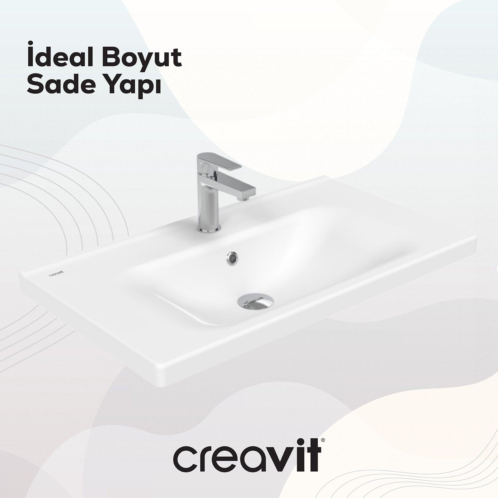 Eksen Etajerli Lavabo 80 cm Beyaz
