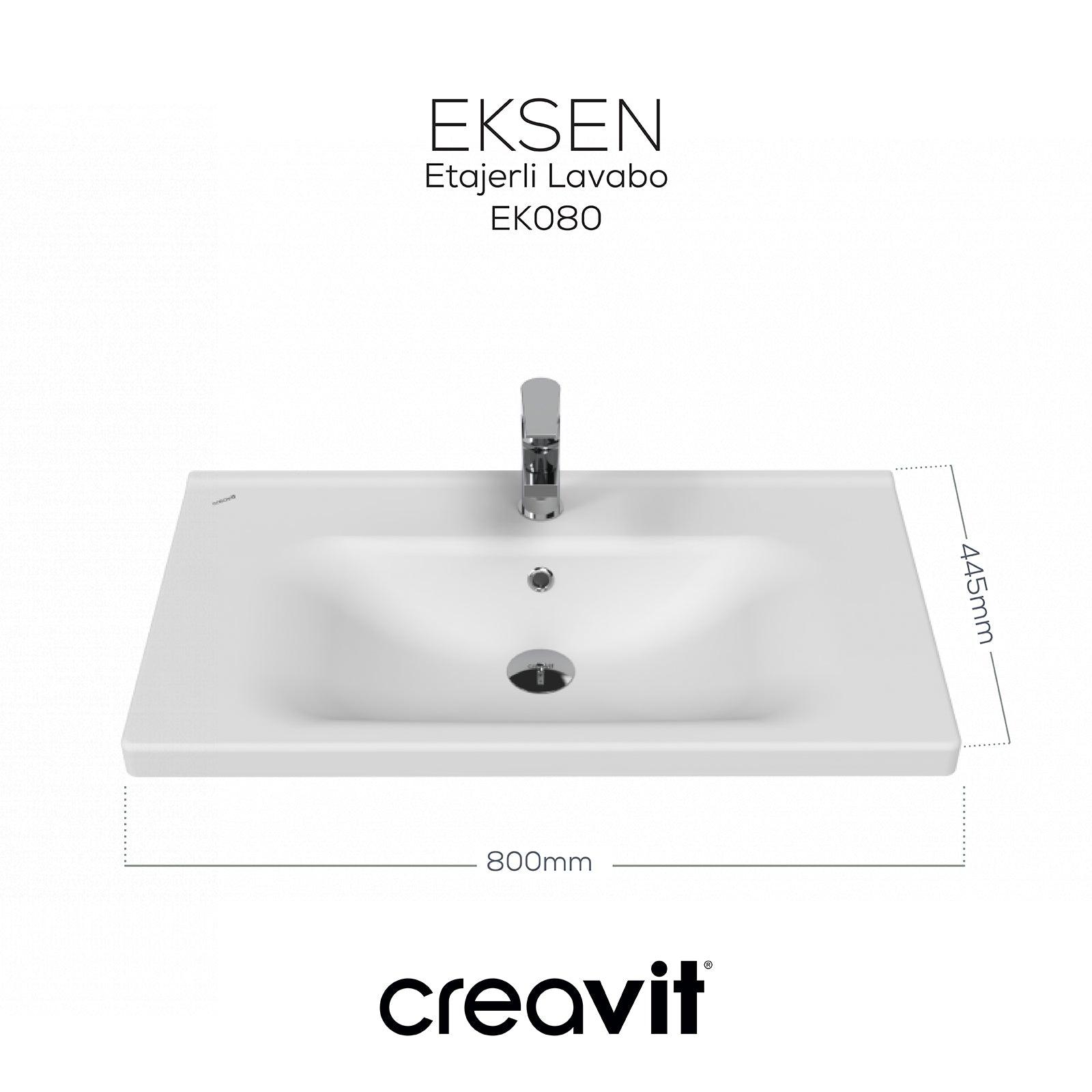 Eksen Etajerli Lavabo 80 cm Beyaz