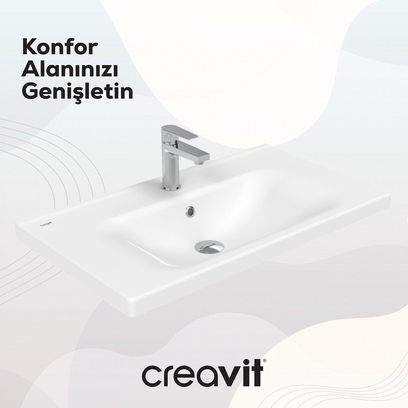 Eksen Etajerli Lavabo 80 cm Beyaz