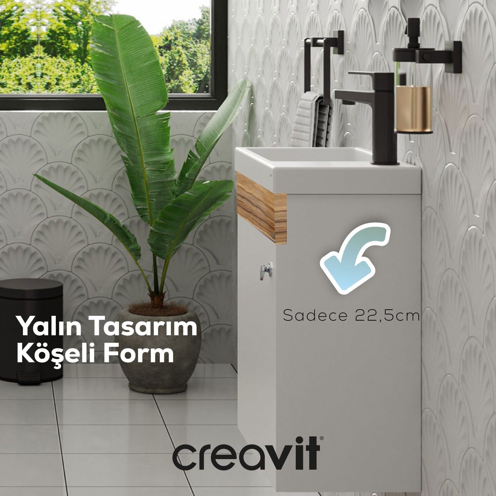 Elmas Lavabo Dolabı 45 cm Beyaz-Parlak Belly