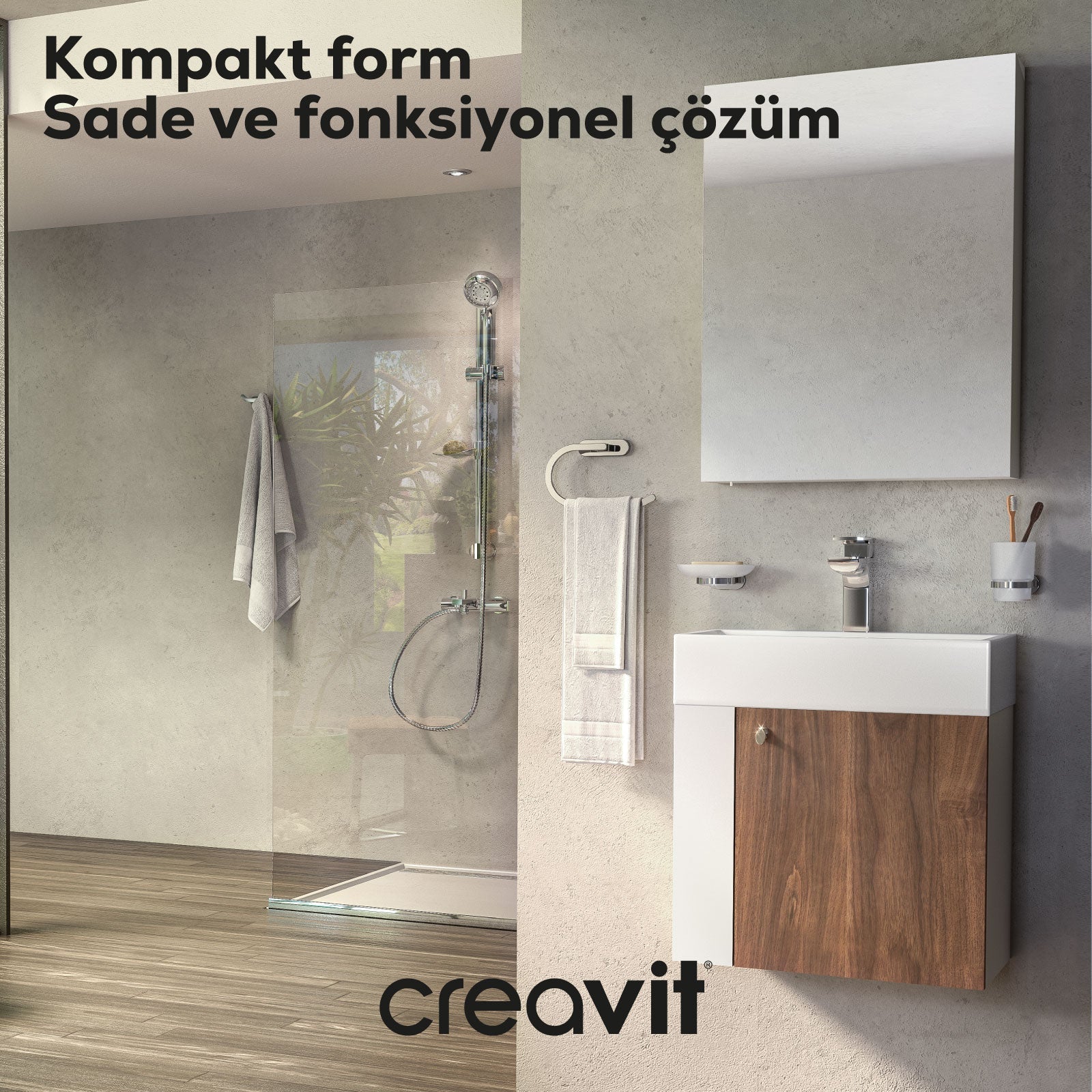 Font Lavabo Dolabı 50 cm Beyaz-Bakır