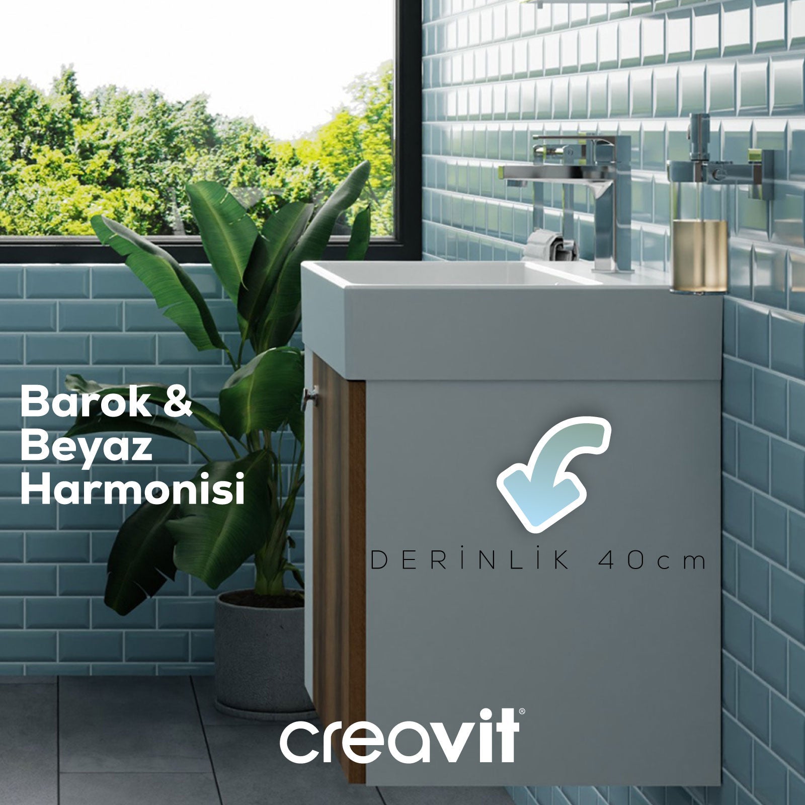 Font Lavabo Dolabı 50 cm Beyaz-Bakır