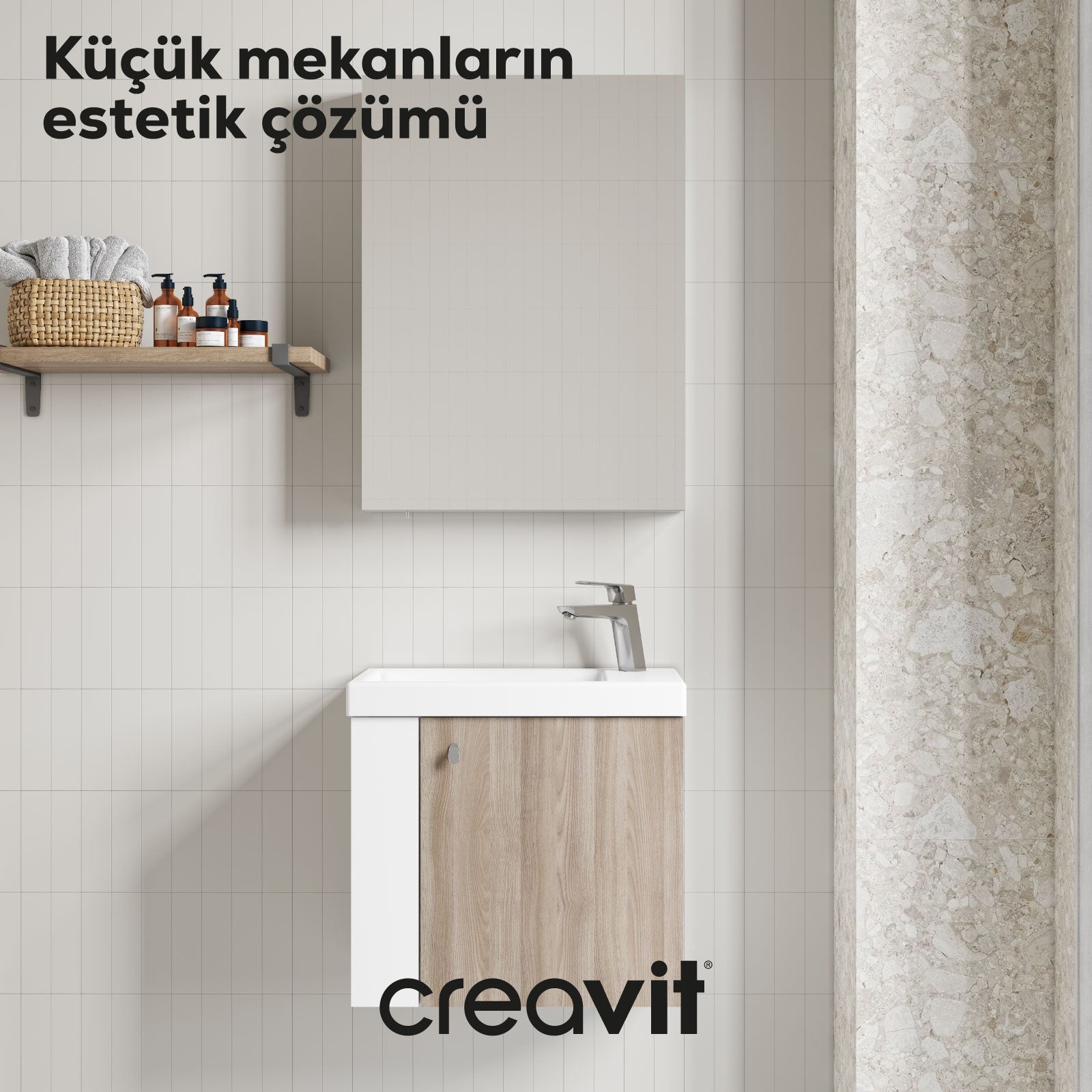 Forest Lavabo Dolabı 50 cm Beyaz-Barok