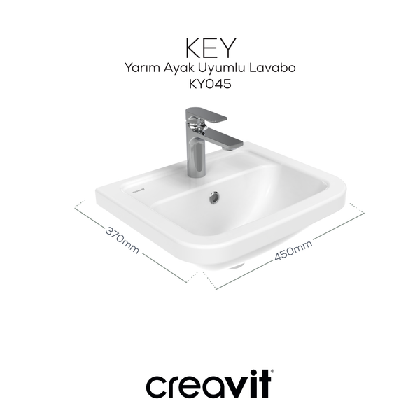 Creavit Key Köşeli Lavabo 36×45