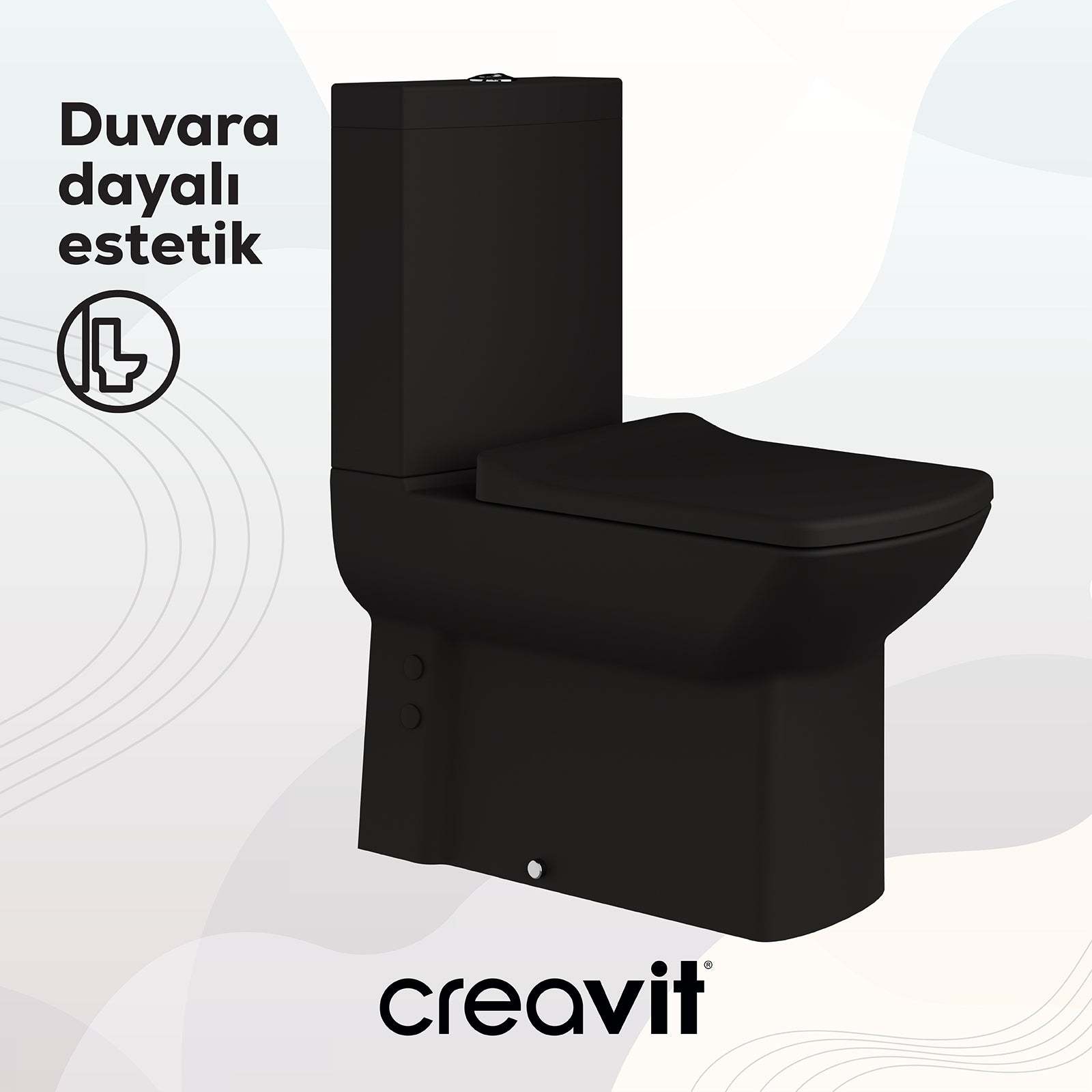 Lara Duvara Dayalı Klozet Siyah Mat