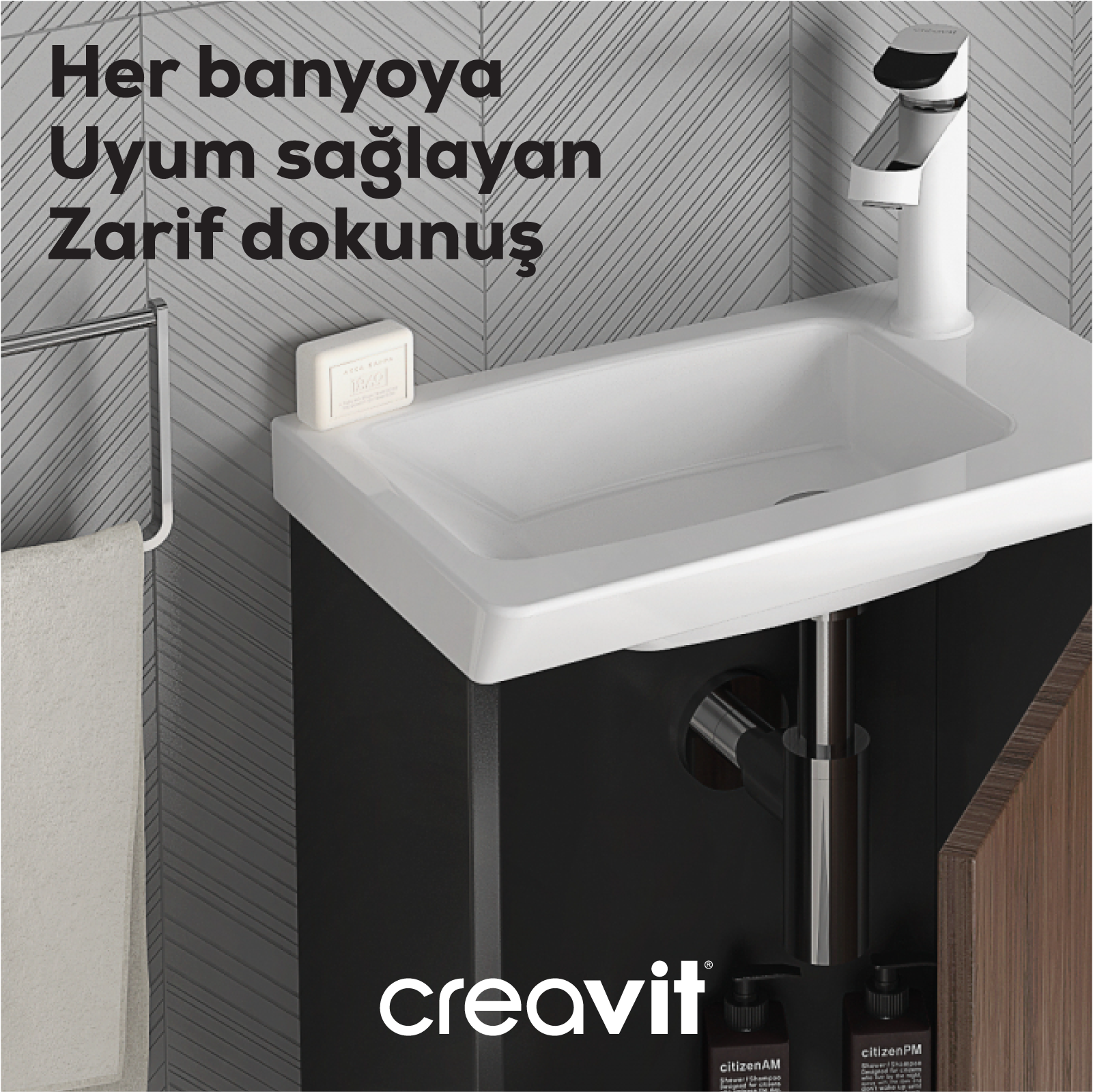 Lavabo Sifon 33 cm G1 1/4 mat siyah