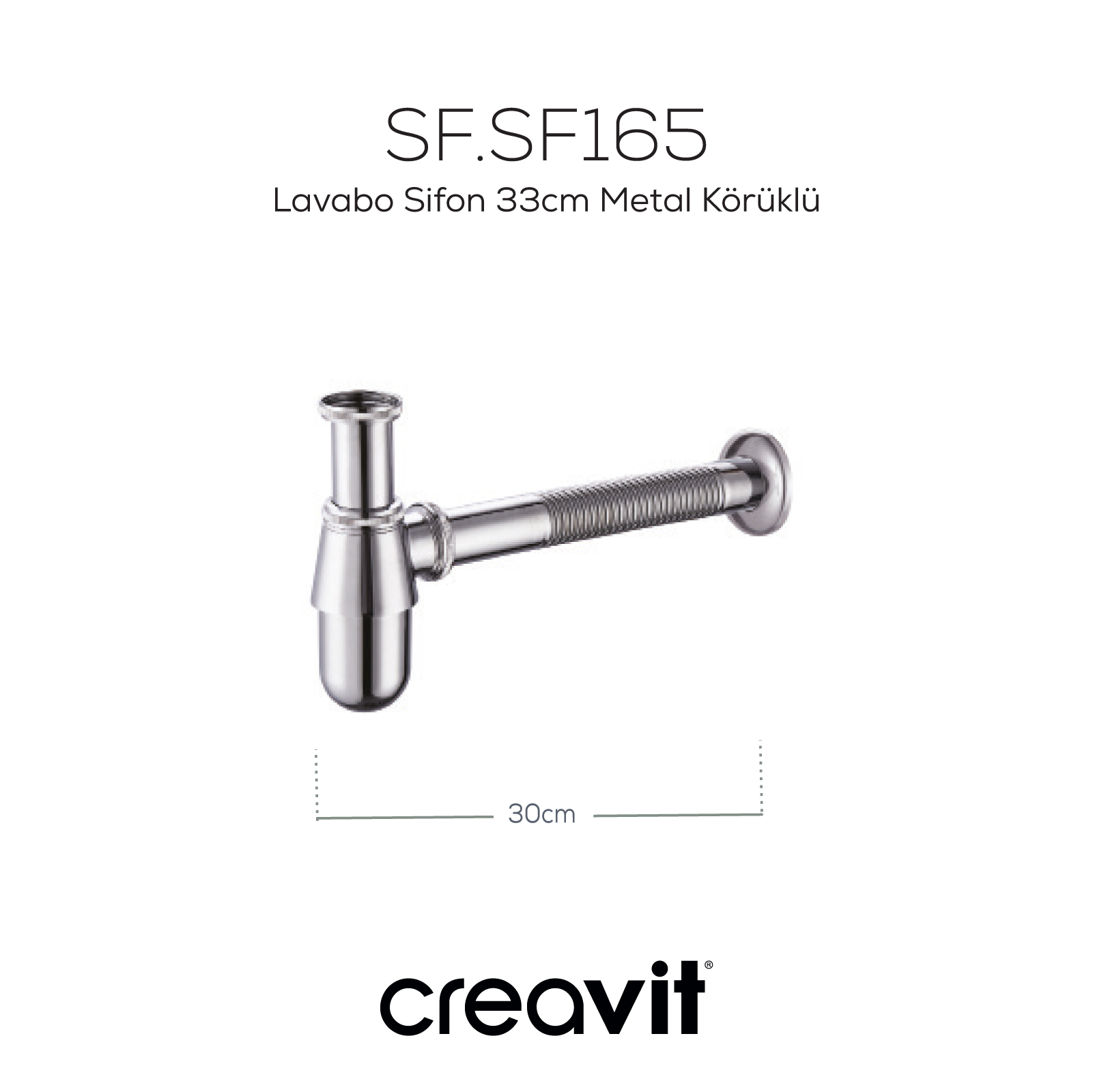 Lavabo Sifon 33cm Metal Körüklü