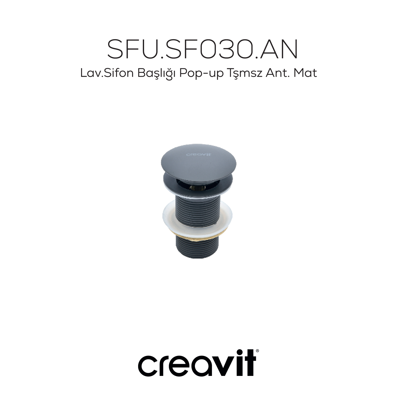 Sink Siphon Head Pop-Up Non-Overflow Matte Anthracite