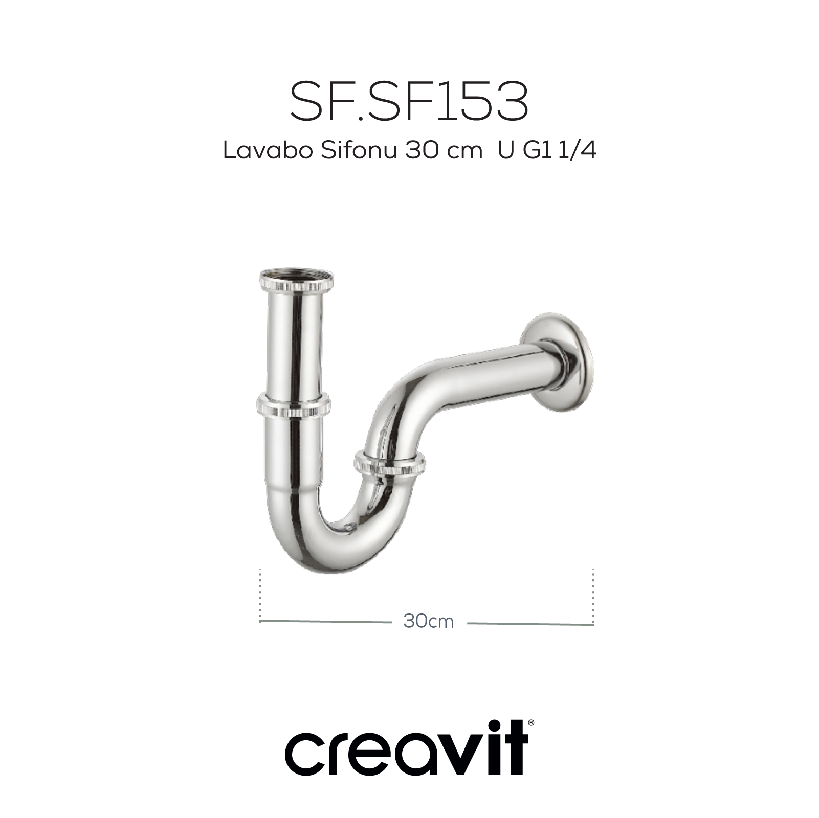 Lavabo Sifonu 30 cm  U G1 1/4