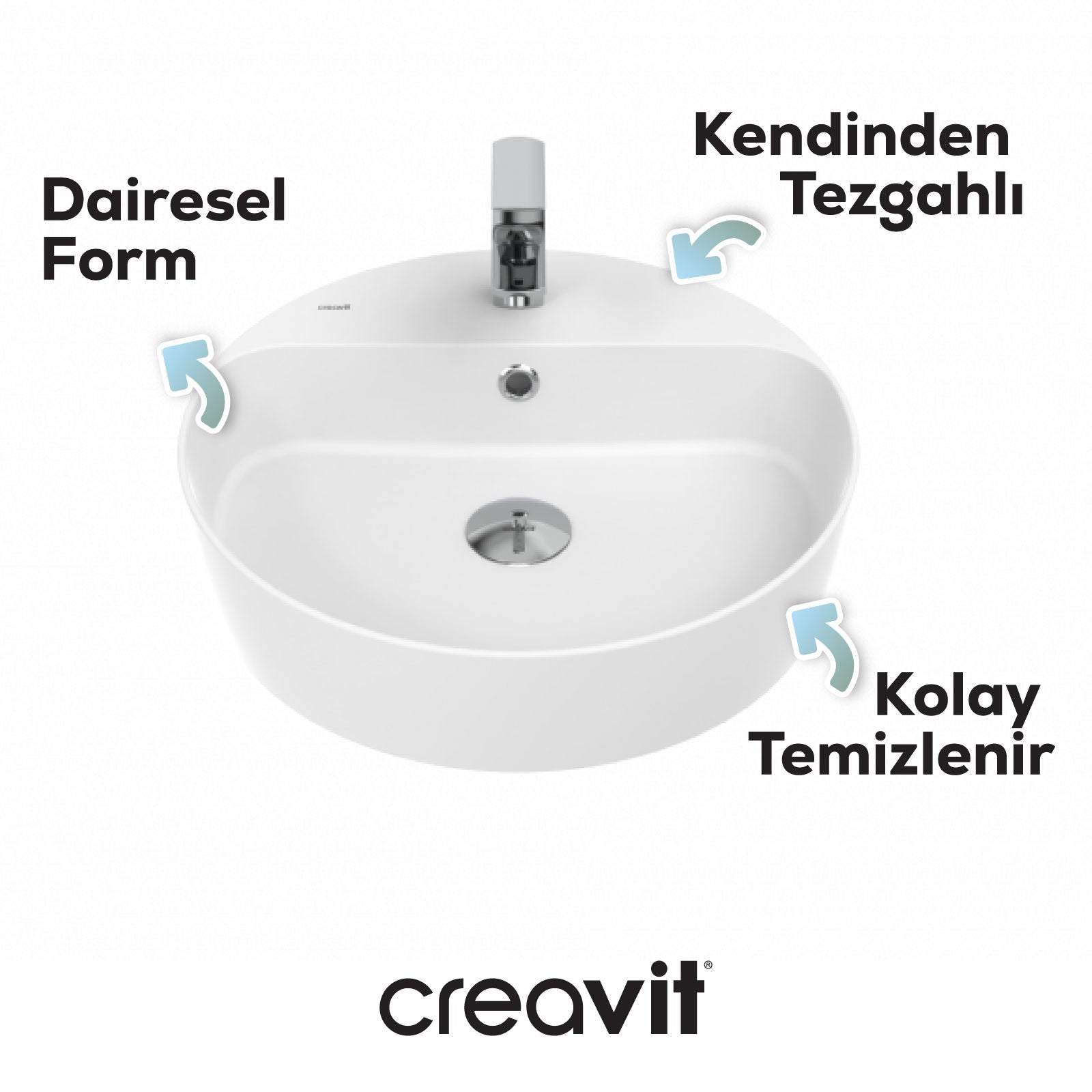 Loop 45cm Table Top Bowl Sink White