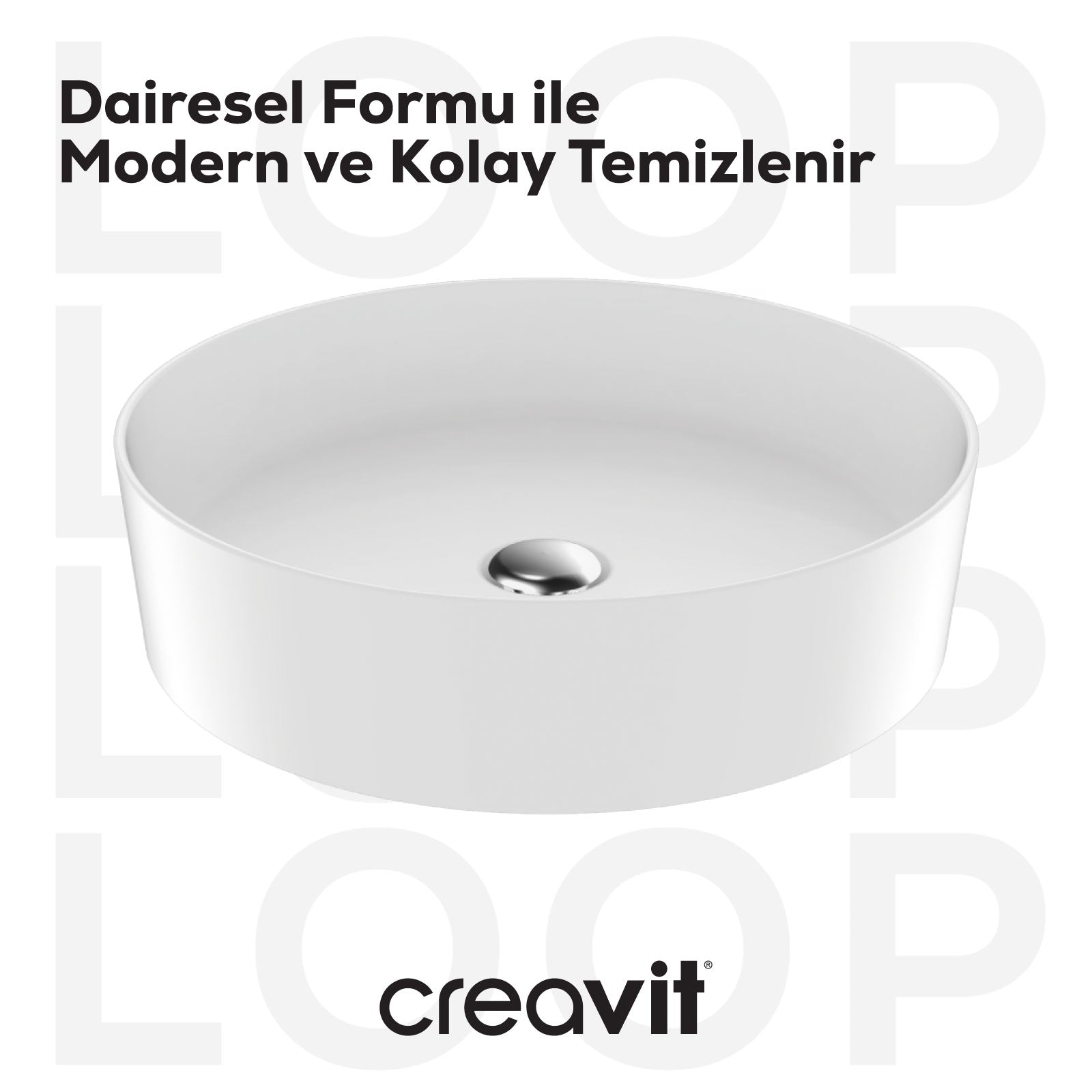 Loop Round Bowl Sink Ø45 cm White