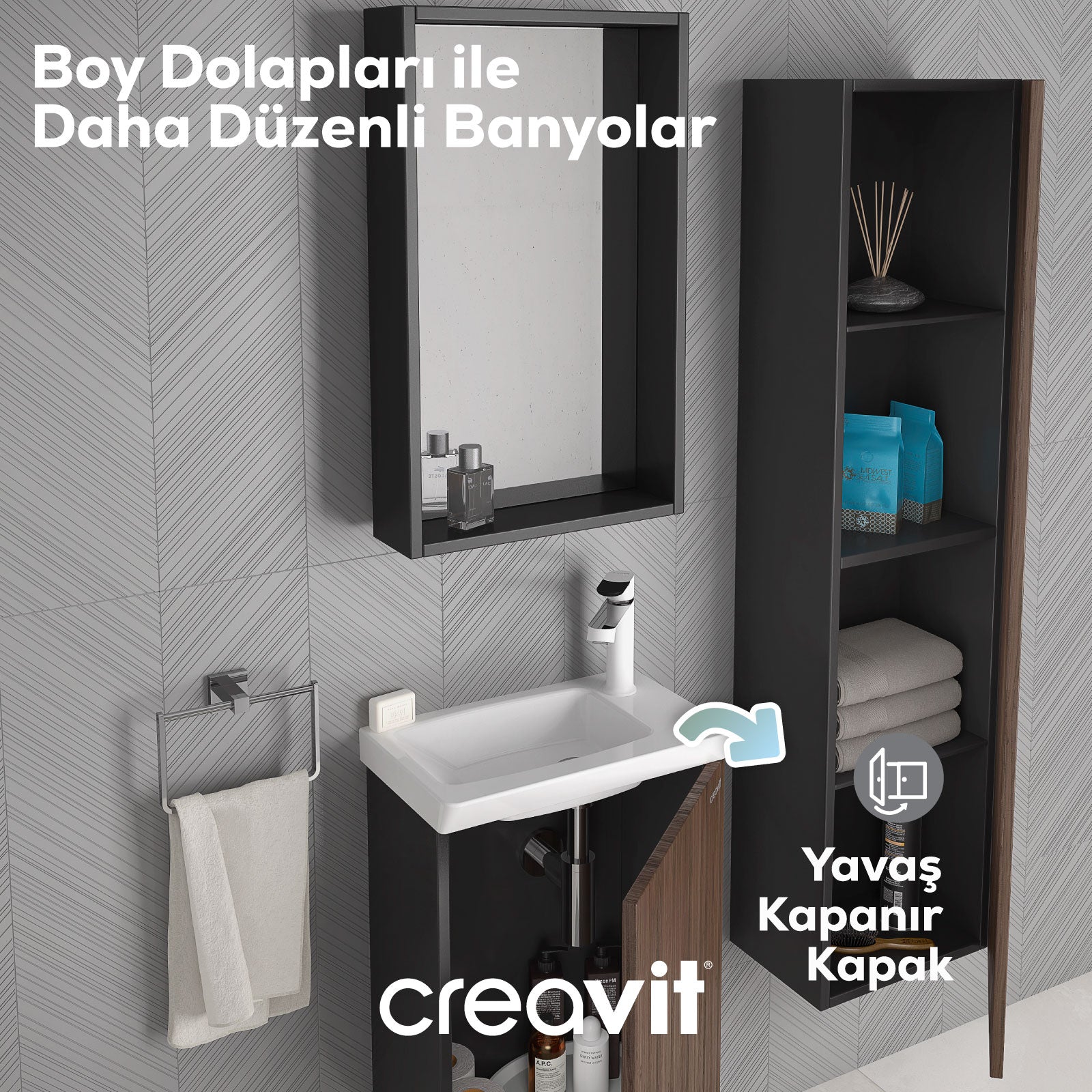 Mio Boy Dolabı 140 cm Antrasit-Açık Ceviz