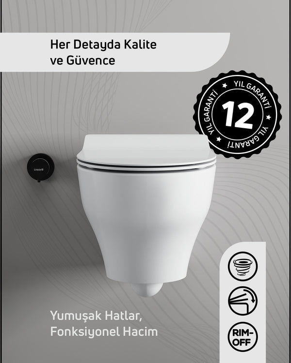 Creavit Ness Vortex Asma Klozet ve Kapak Seti
