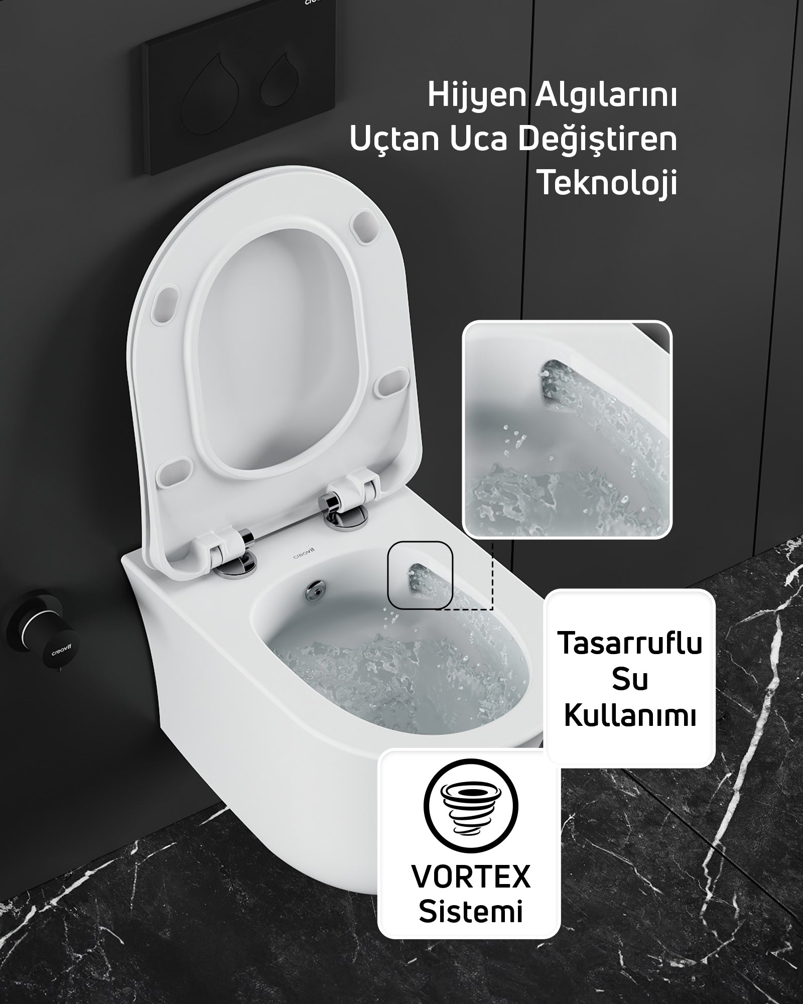 Nora Vortex Asma Klozet Extra Beyaz