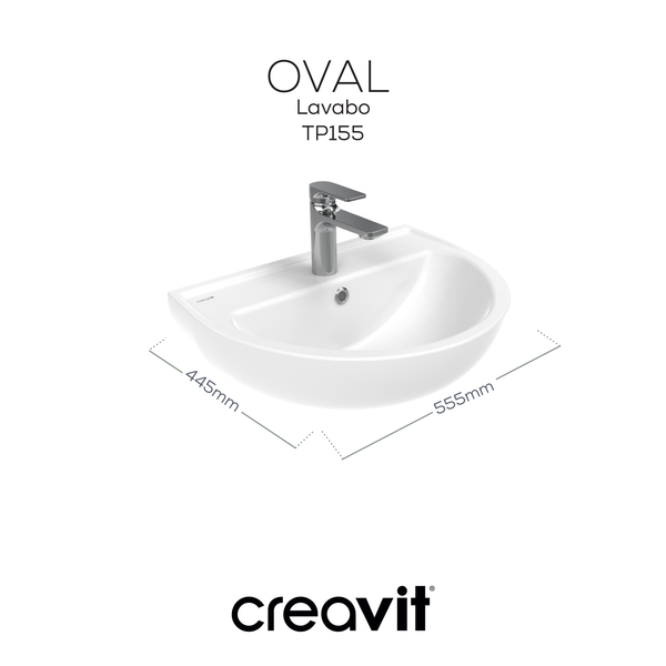 Creavit Oval Lavabo 40×50 · Duvara Dayalı