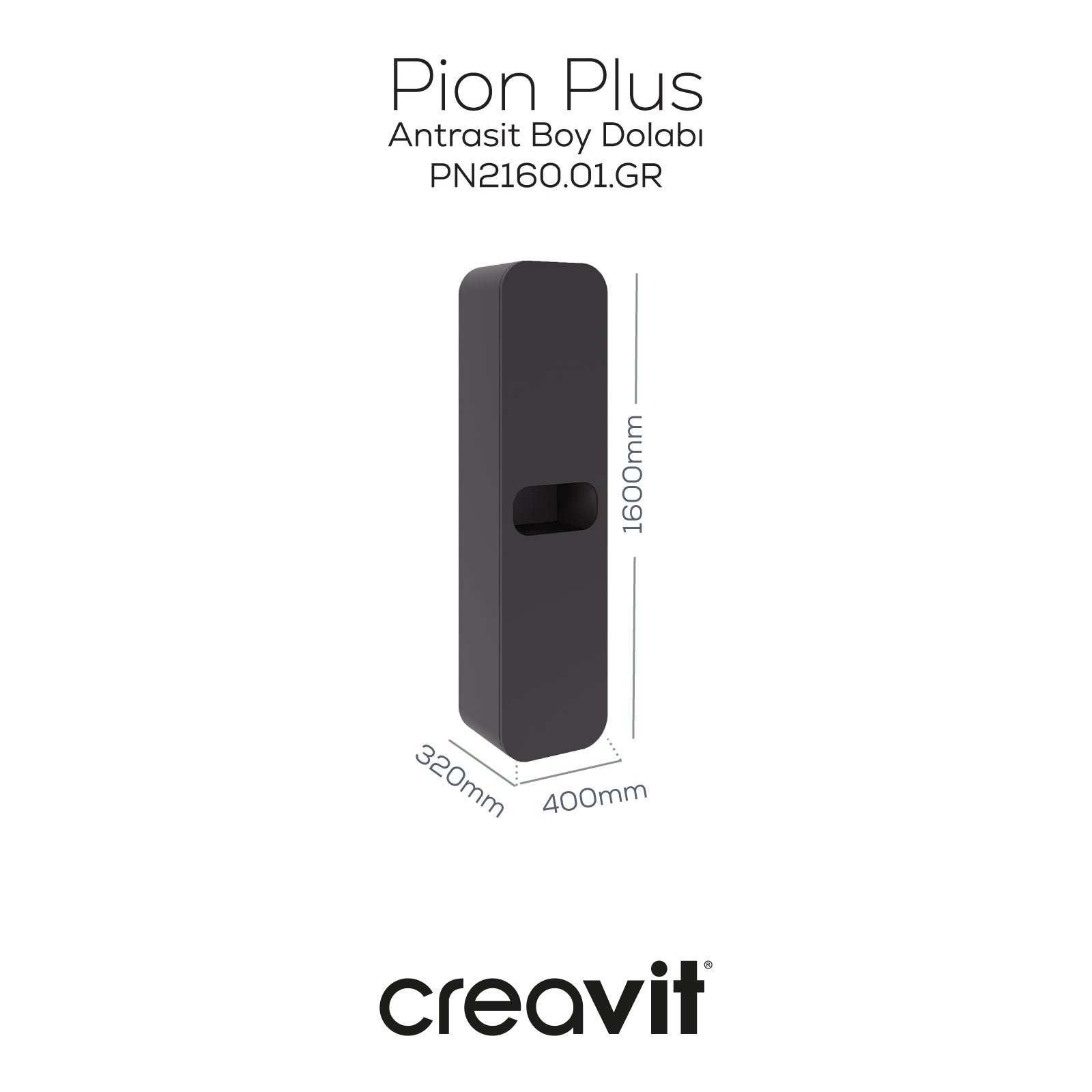 Pion Boy Dolabı 40*160 cm Mat Antrasit