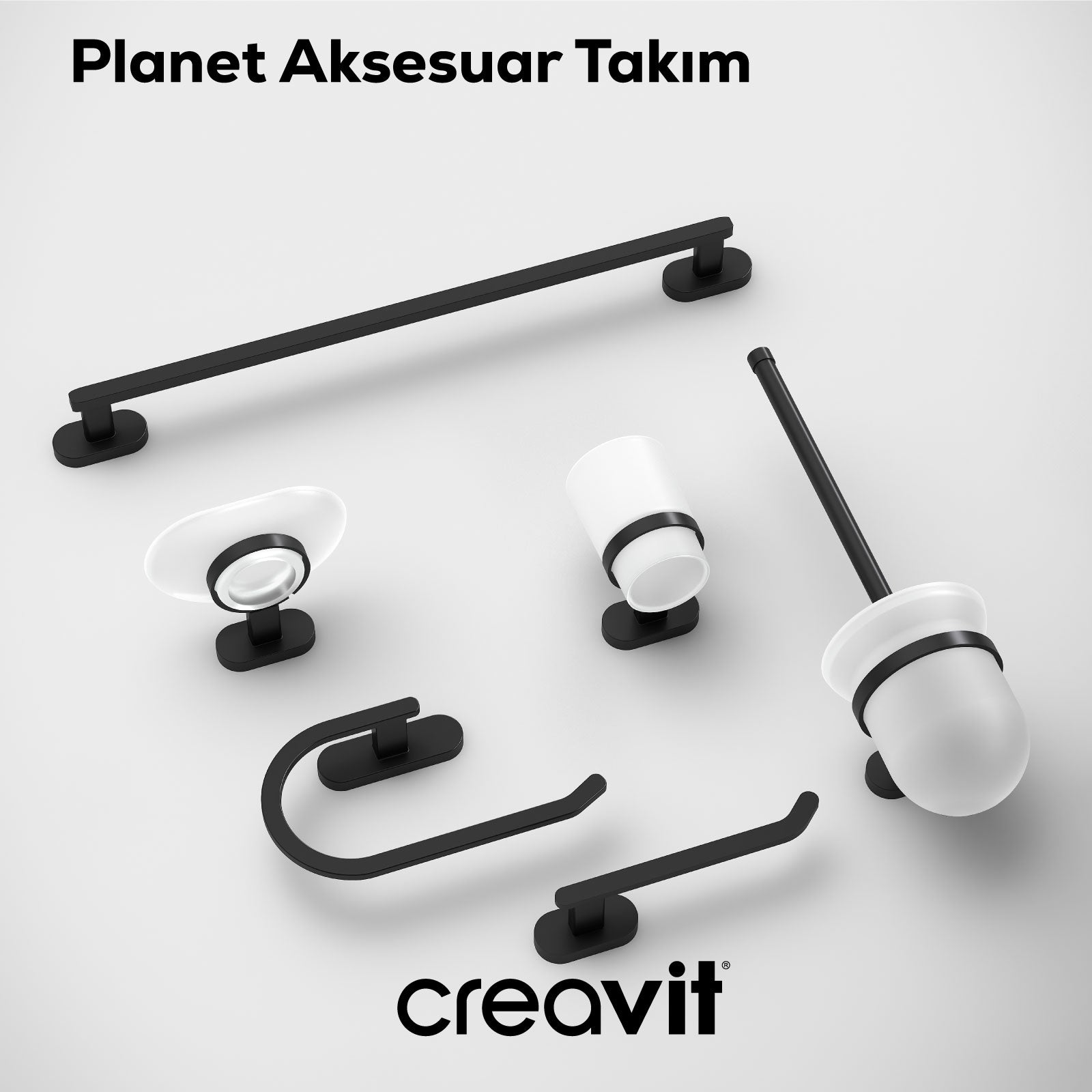 Planet Tekli Tuvalet Kağıtlığı Mat Siyah
