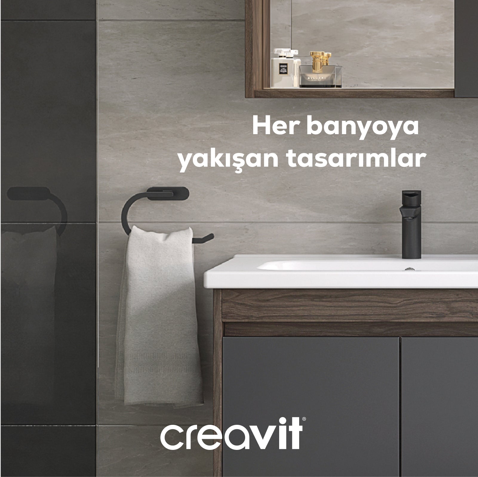 Planet Yuvarlak Havluluk Mat Siyah