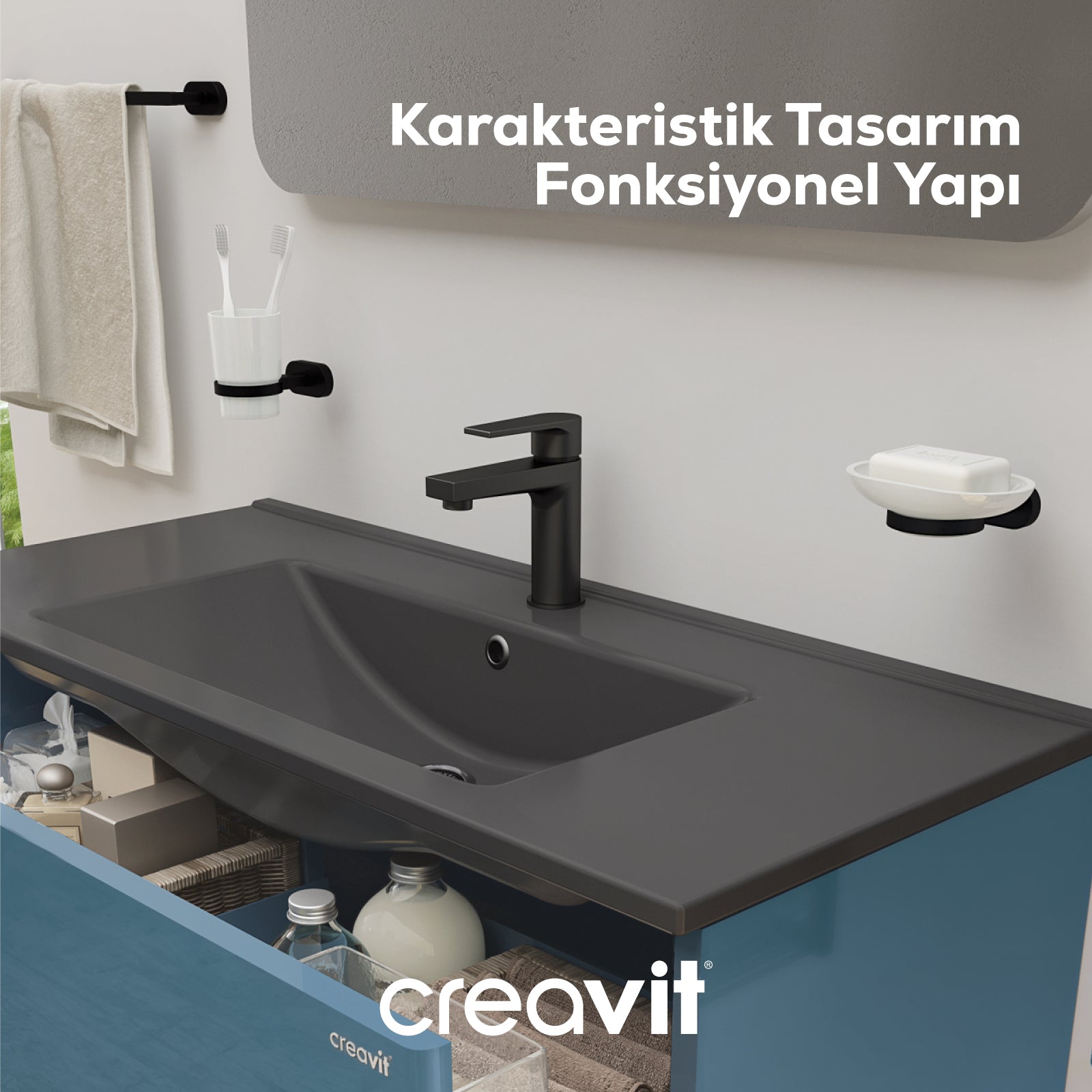 Sharp Lavabo Armatürü Siyah