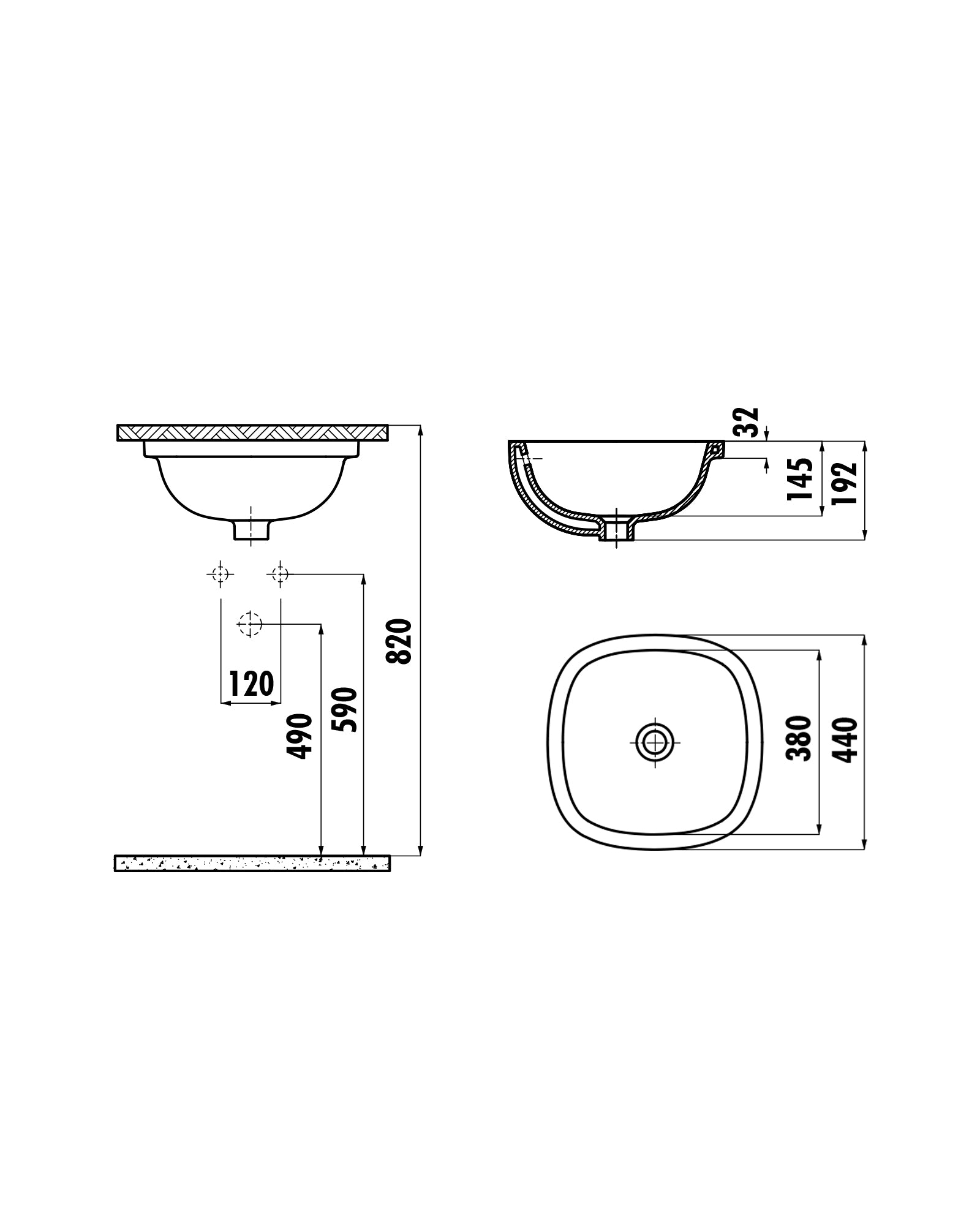 Solo Tezgah Altı Lavabo 38*38 Cm