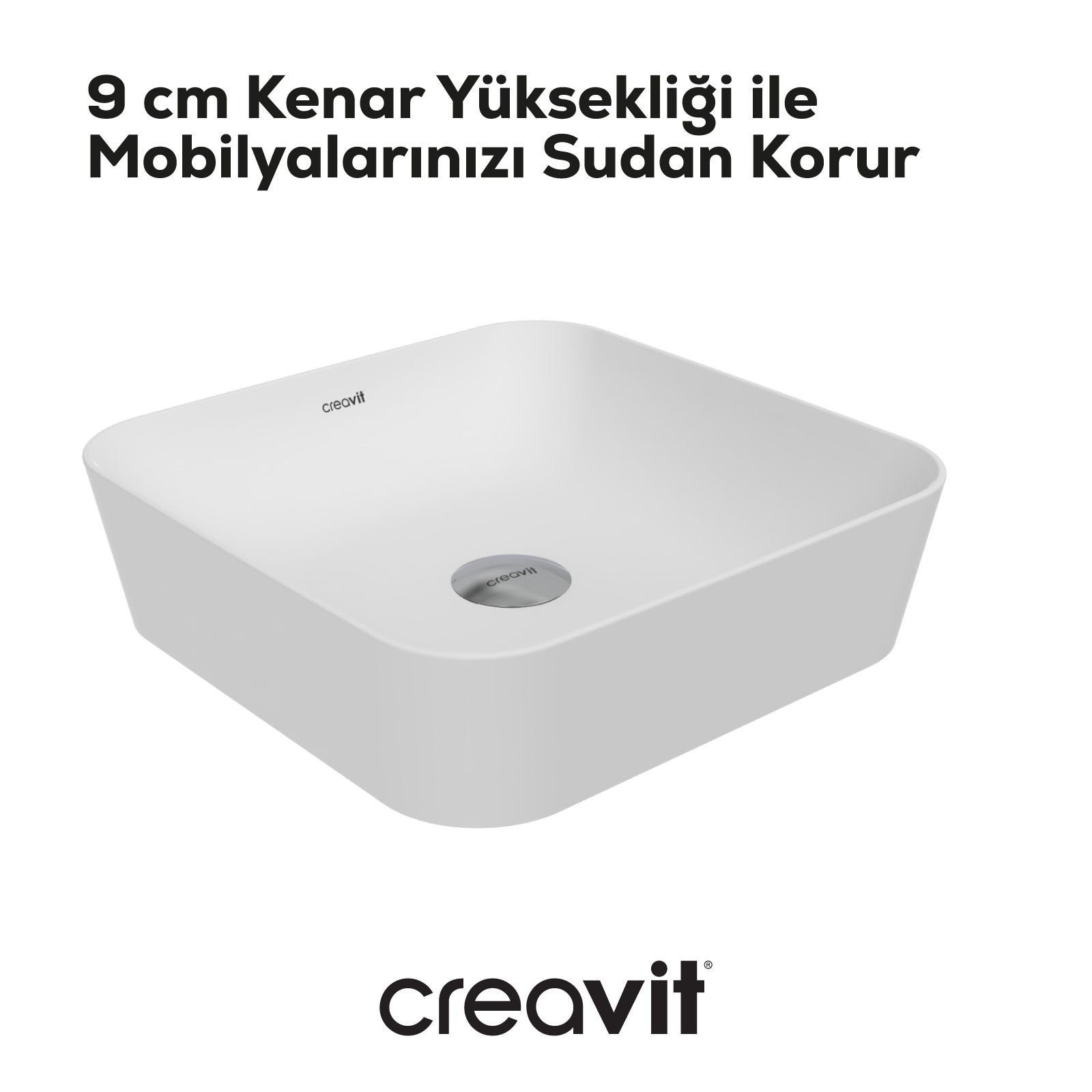 Ultra Square Bowl Sink 40cm White