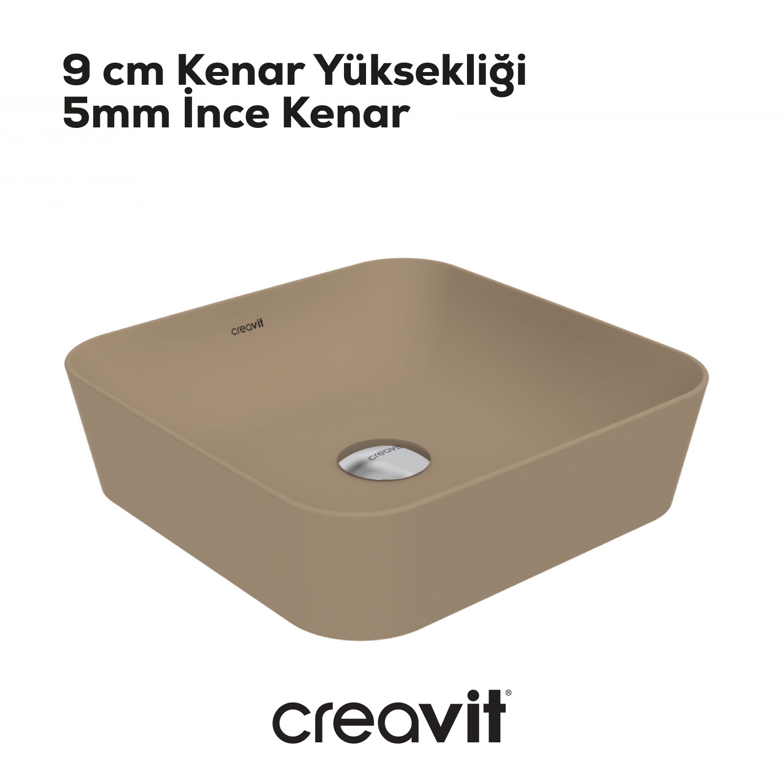 Ultra Kare Çanak Lavabo 40cm Mat Cappuccino