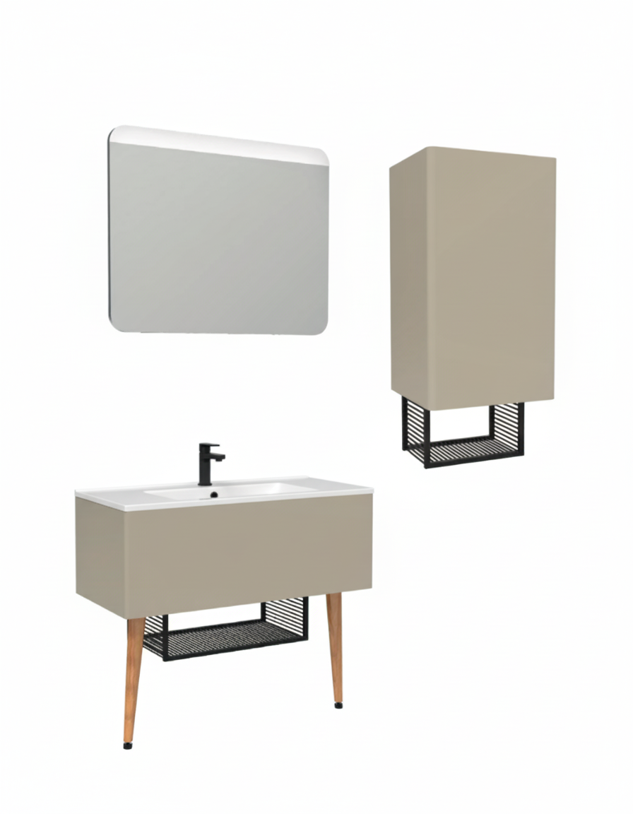 Zeon 100 Cm Lavabo Dolabı Plazzo ve Led Ayna